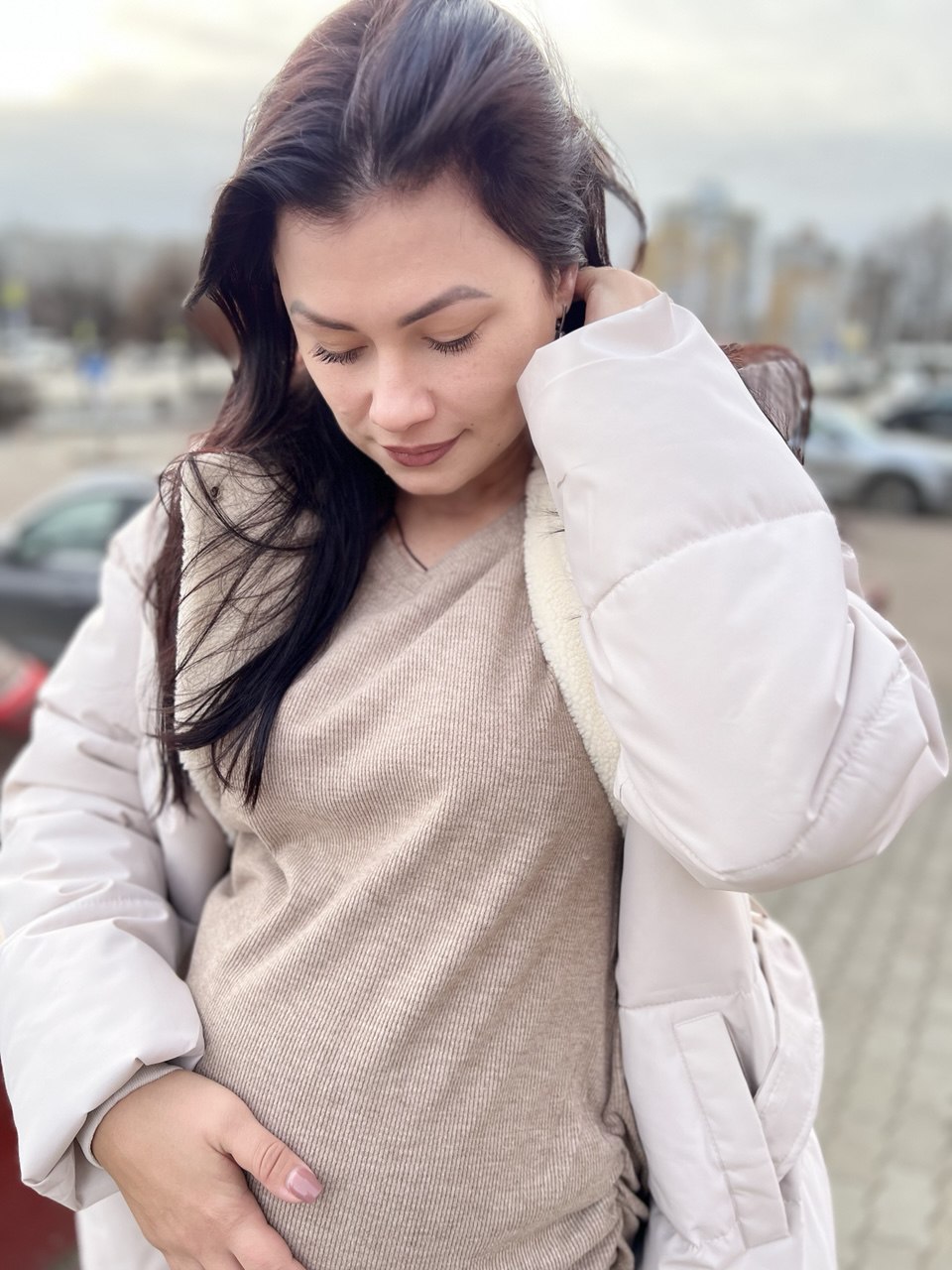 Костюм из кашемира в рубчик  для будущих мам